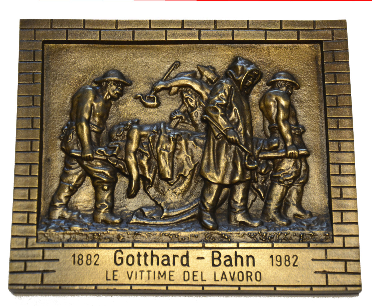 Messingrelief Gotthardbahn